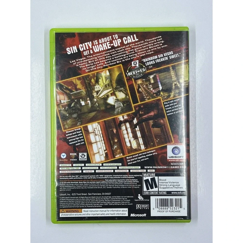 Xbox 360 Tom Clancy's Rainbow Six: Vegas Microsoft Complete CIB Tested